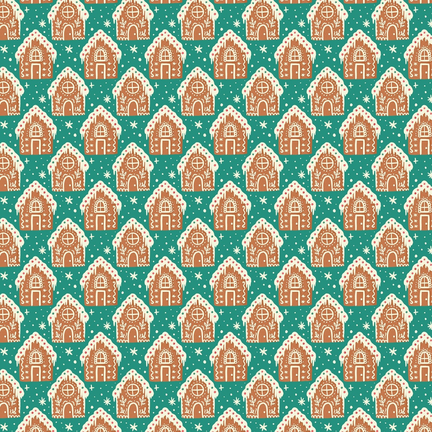 Prize Winning Gingerbread Houses - Bright Holiday - Charla Pettingill - Cloud 9 Fabrics - Poplin - Simplifi Fabric