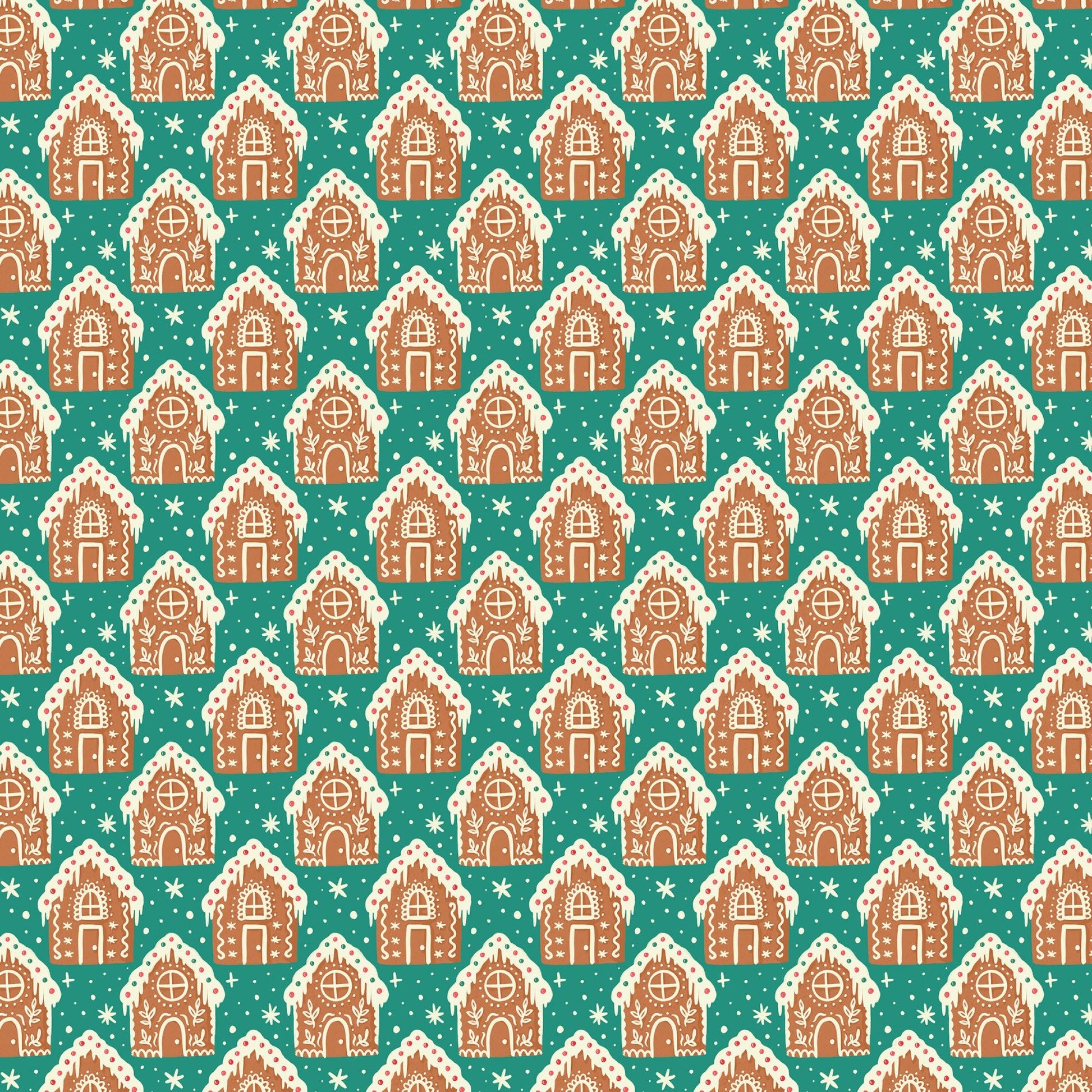 Prize Winning Gingerbread Houses - Bright Holiday - Charla Pettingill - Cloud 9 Fabrics - Poplin - Simplifi Fabric