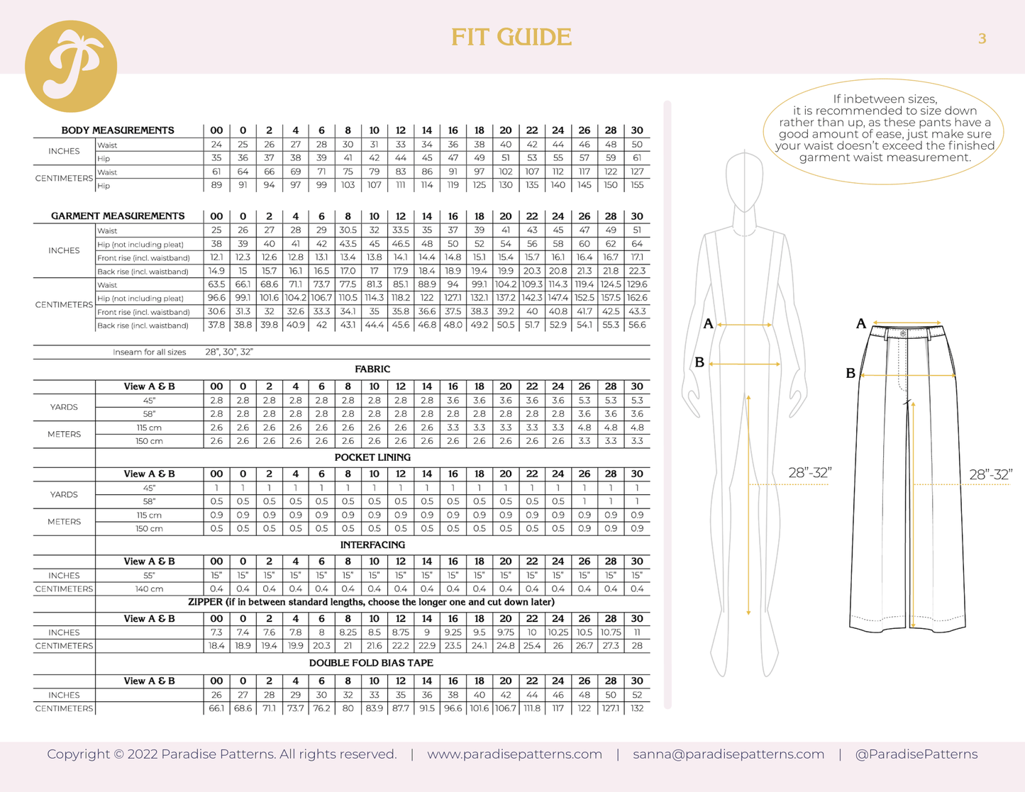 Protea Pants PDF Pattern - Paradise Patterns - Simplifi Fabric