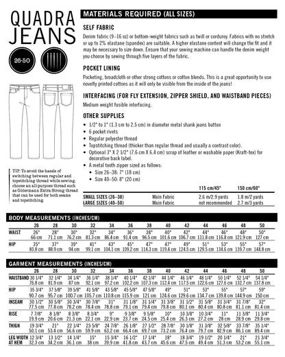 Quadra Jeans Mens PDF Sewing Pattern - Thread Theory - Simplifi Fabric