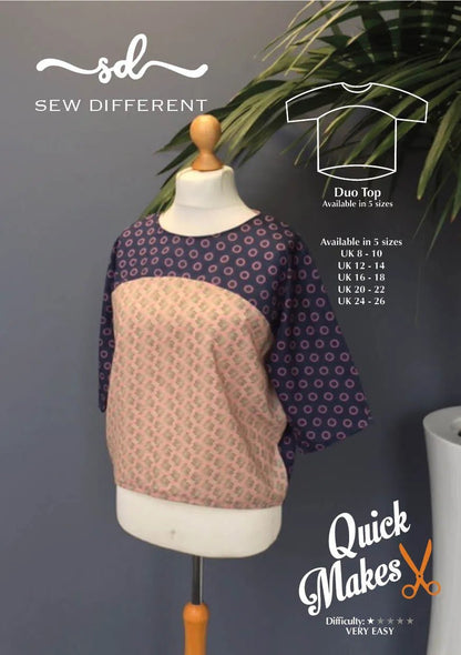 Quick Makes Duo Top - Paper Sewing Pattern - Sew Different - Simplifi Fabric