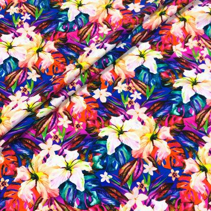 Recycled GREENLON® Nylon Spandex Tricot - Vivid Hibiscus Floral - 200gsm - Simplifi Fabric