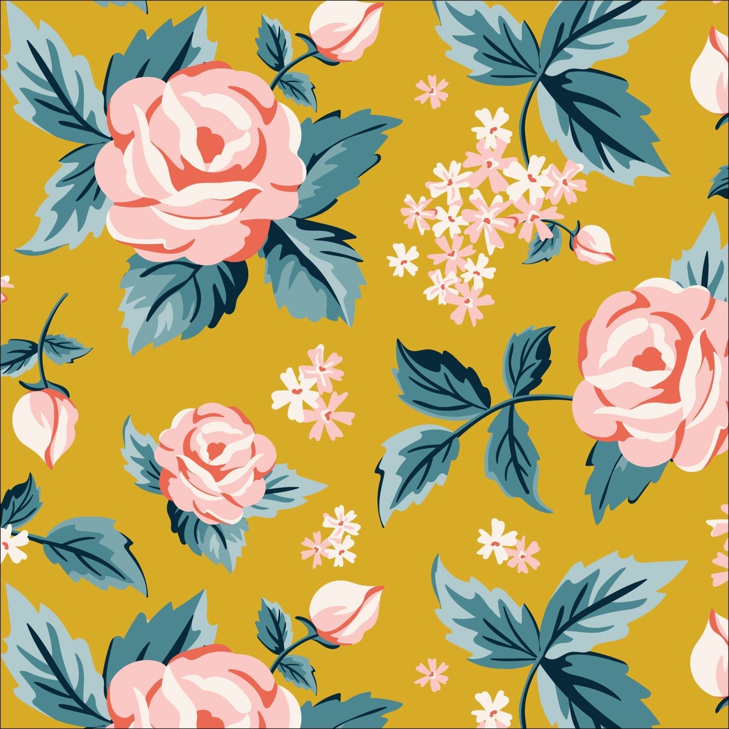 Romantic Roses - Flower Garden - Hang Tight Studio - Cloud 9 Fabrics - Poplin - Simplifi Fabric