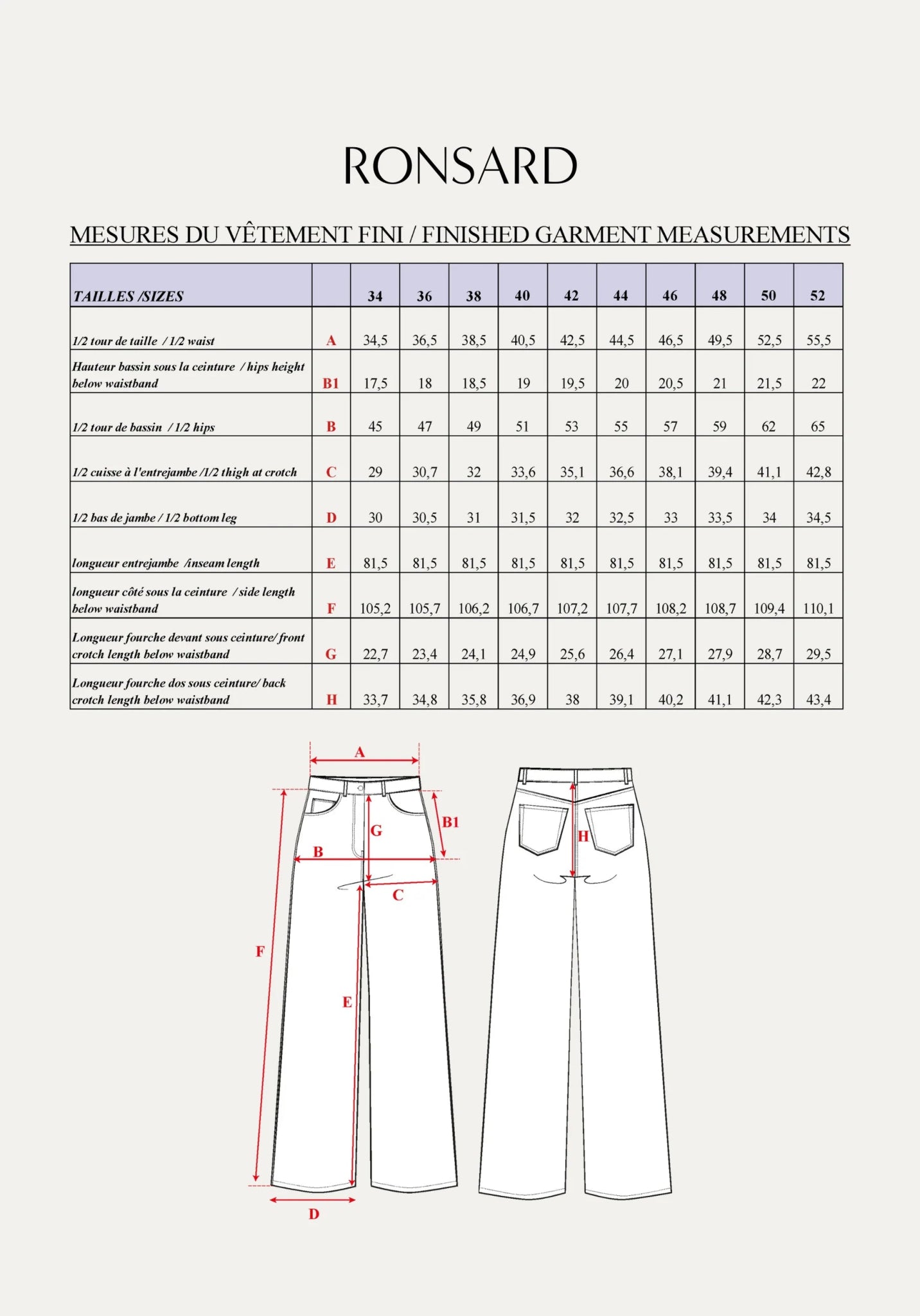 Ronsard Jeans Paper Sewing Pattern - Maison Fauve - Simplifi Fabric