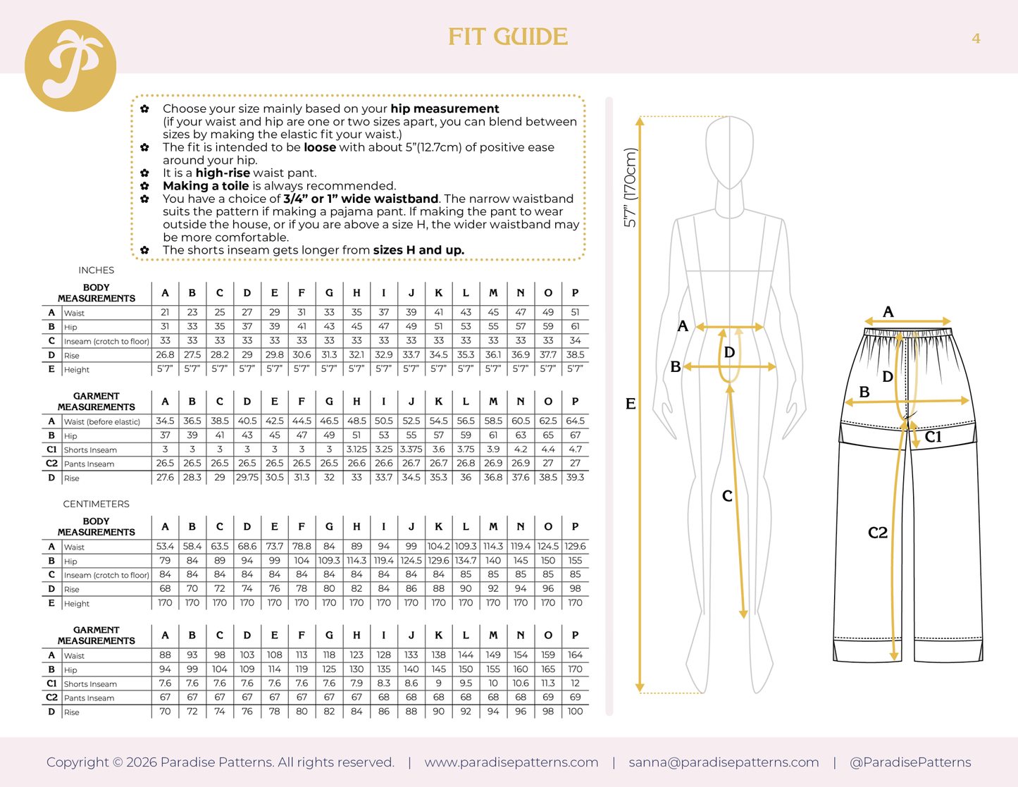 Rose Bottoms PDF Pattern - Paradise Patterns - Simplifi Fabric