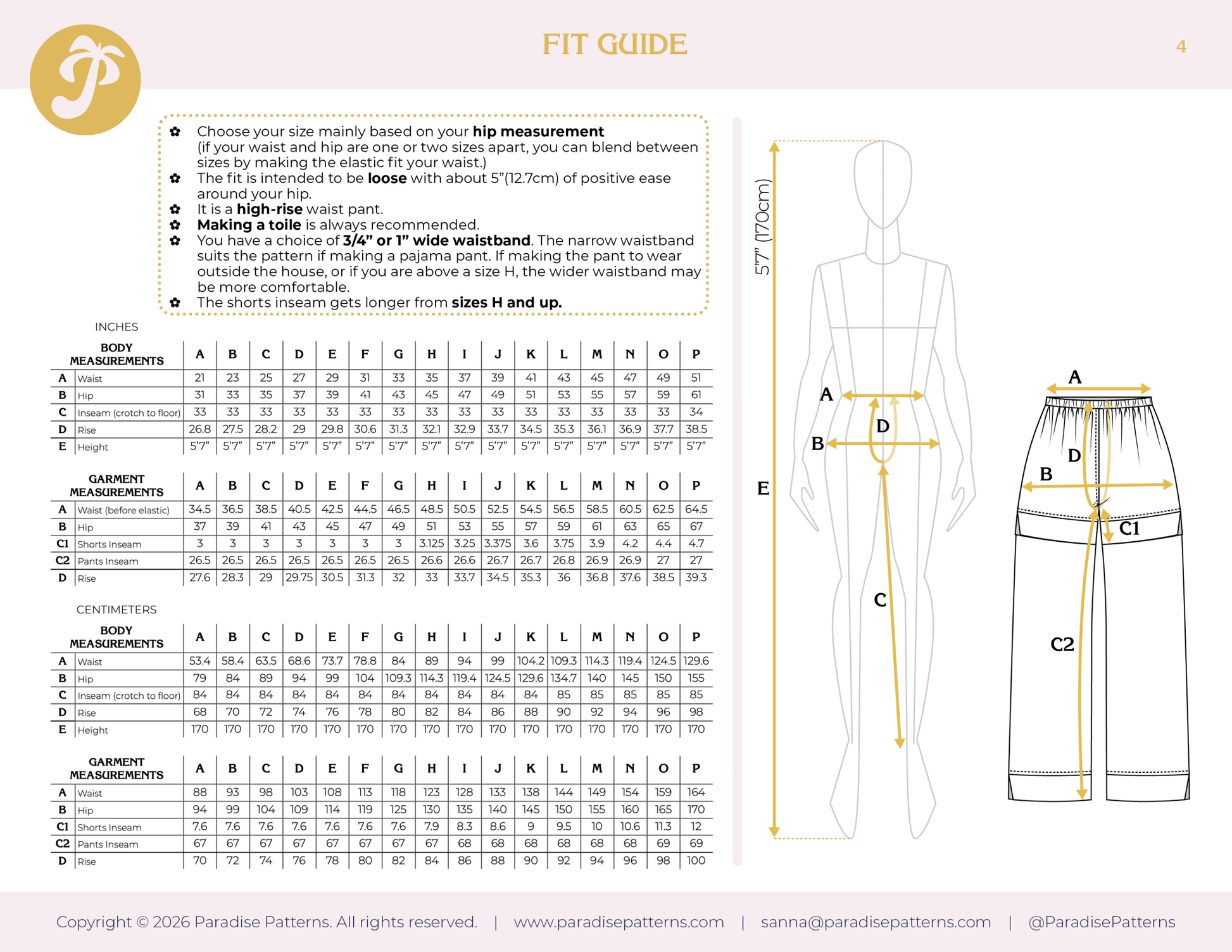 Rose Bottoms PDF Pattern - Paradise Patterns - Simplifi Fabric