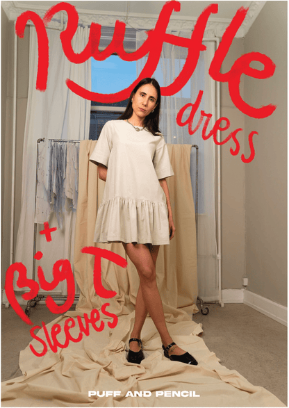 Ruffle Dress + Big T Sleeves - Paper Sewing Pattern - Puff And Pencil - Simplifi Fabric