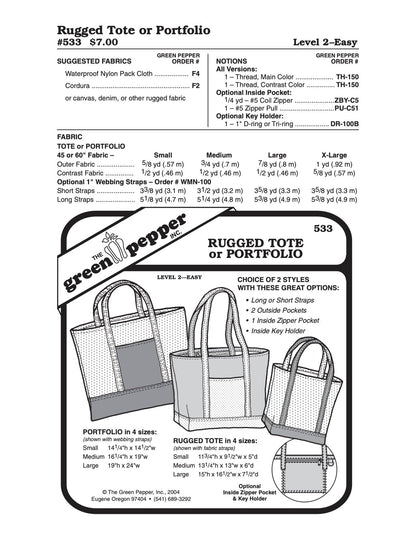 Rugged Tote & Portfolio Pattern - 533 - The Green Pepper Patterns - Simplifi Fabric