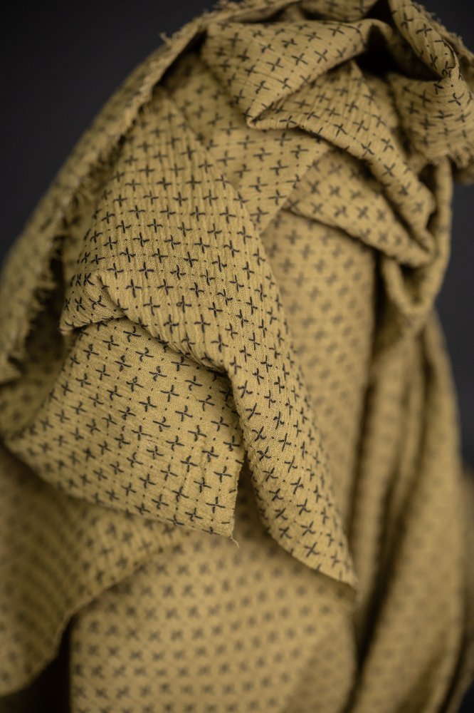 Salto Green Cross Stitch Indian Cotton - Merchant & Mills - Simplifi Fabric