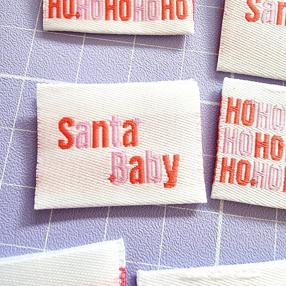 "SANTA BABY - Christmas Edition" Woven Label Pack - Sew Anonymous - Simplifi Fabric