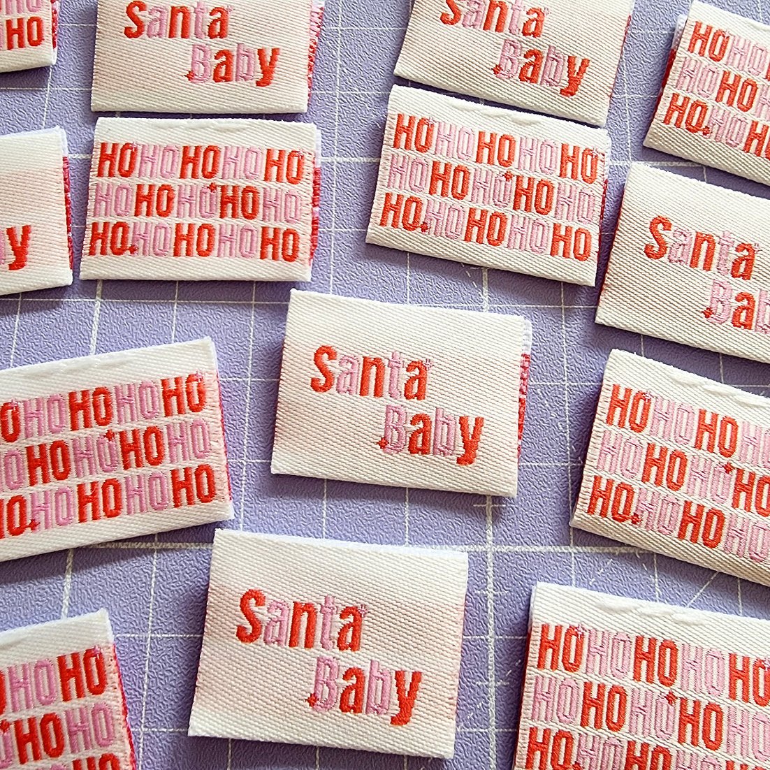 "SANTA BABY - Christmas Edition" Woven Label Pack - Sew Anonymous - Simplifi Fabric