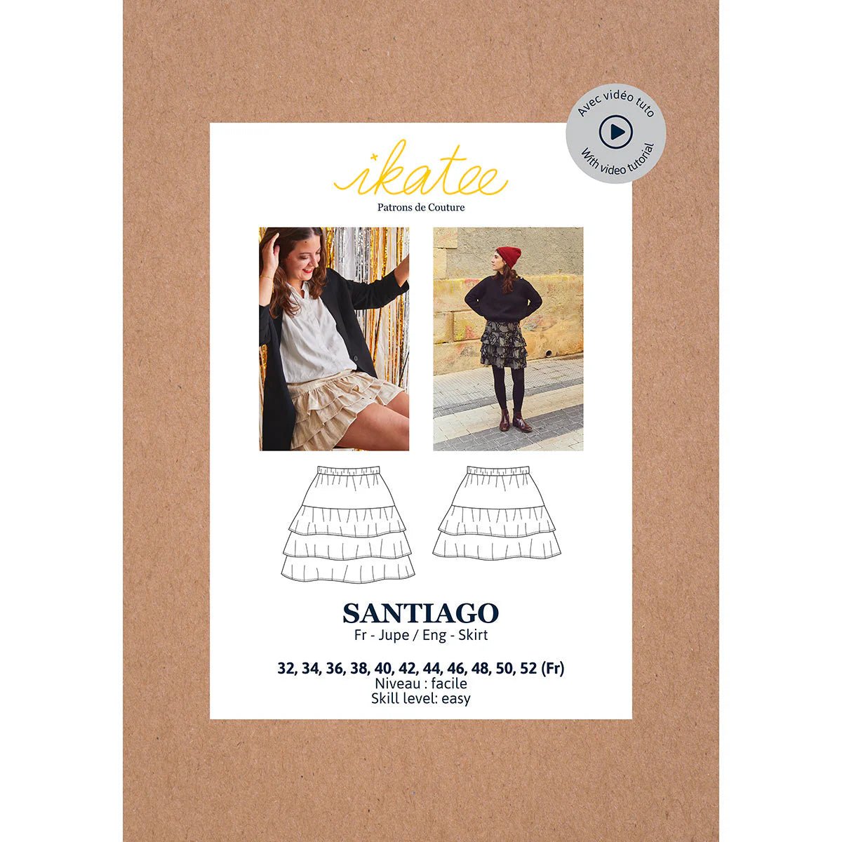 SANTIAGO Skirt - Women 34/52 Paper Sewing Pattern - Ikatee - Simplifi Fabric