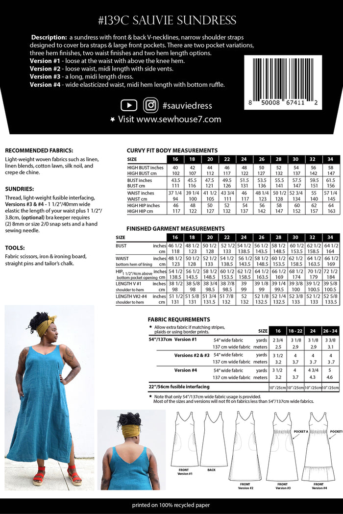 Sauvie Sundress Sewing Pattern - Sew House Seven - Simplifi Fabric