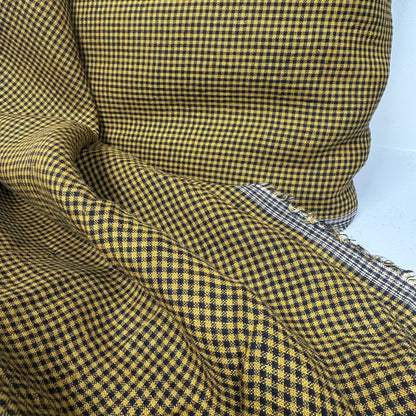 Yarn Dyed Linen Check - Gold/Black