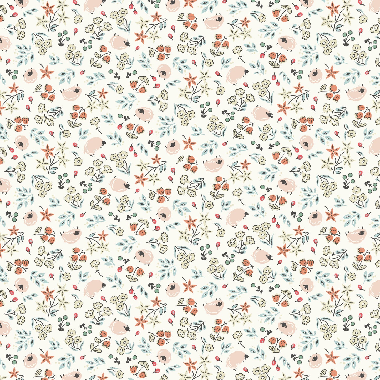 Scattered Flock - Apricot - Little Bo - Kimberly Morgan - Cloud 9 Fabrics - Poplin - Simplifi Fabric