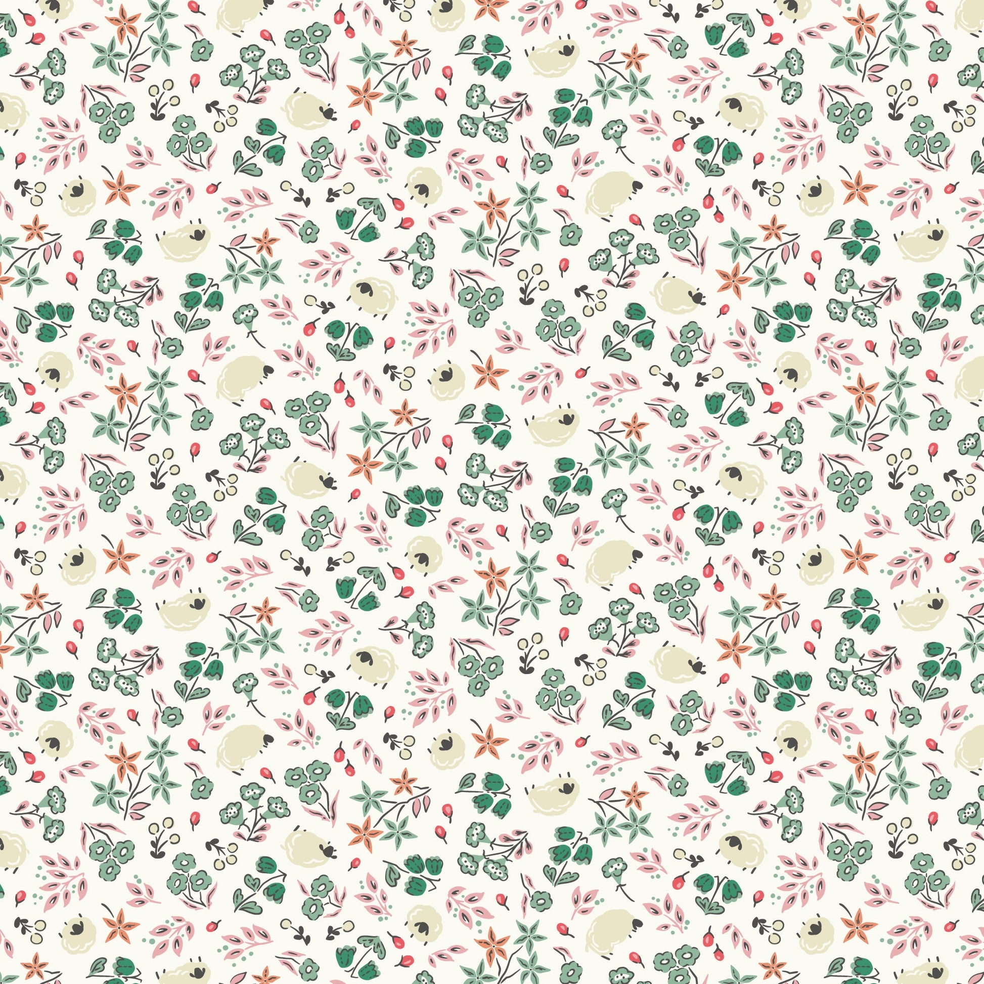 Scattered Flock - Mint - Little Bo - Kimberly Morgan - Cloud 9 Fabrics - Poplin - Simplifi Fabric