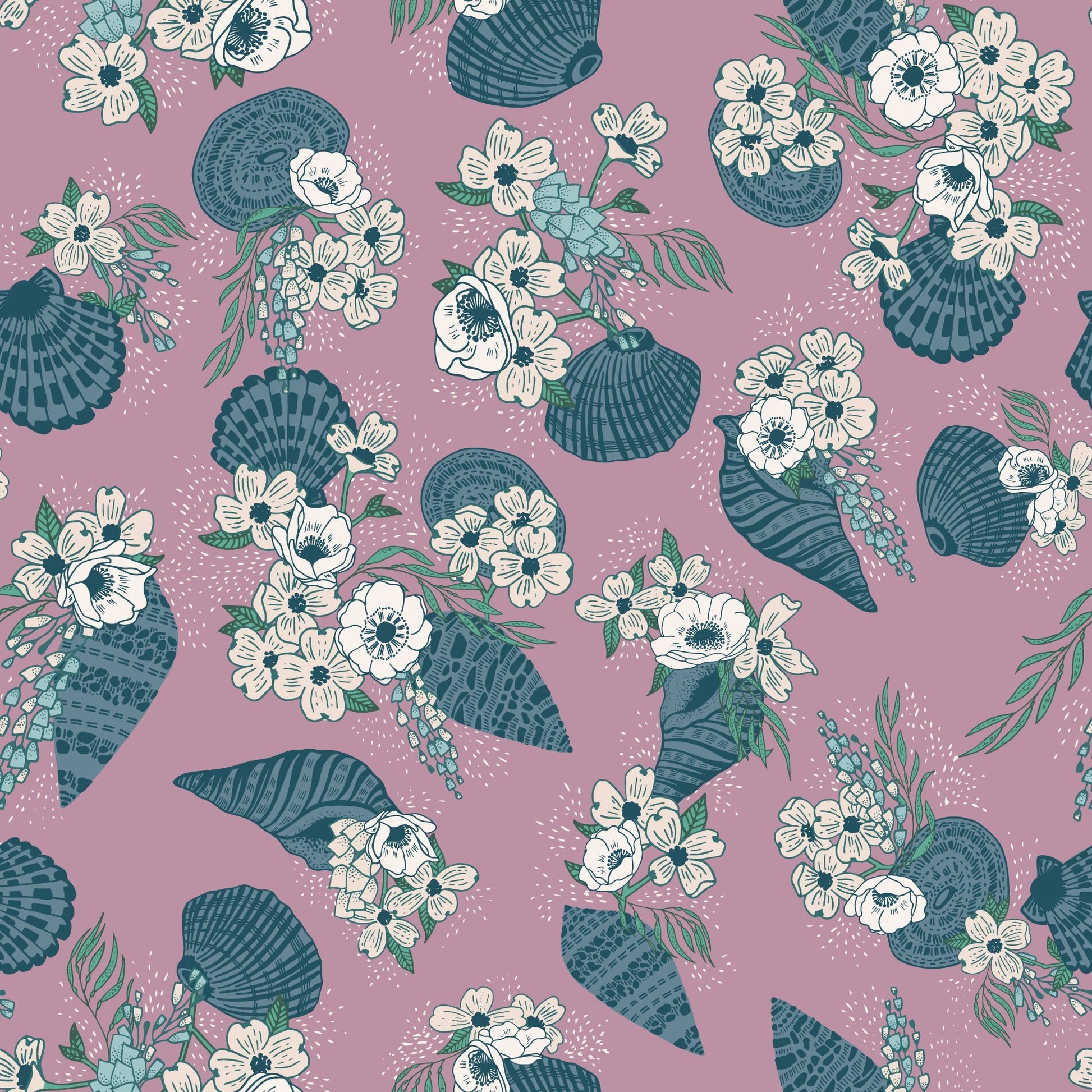 Sea Bouquet - Dusty Pink - Seashell Serenade - Jayme Murray - Cloud 9 Fabrics - Poplin - Simplifi Fabric