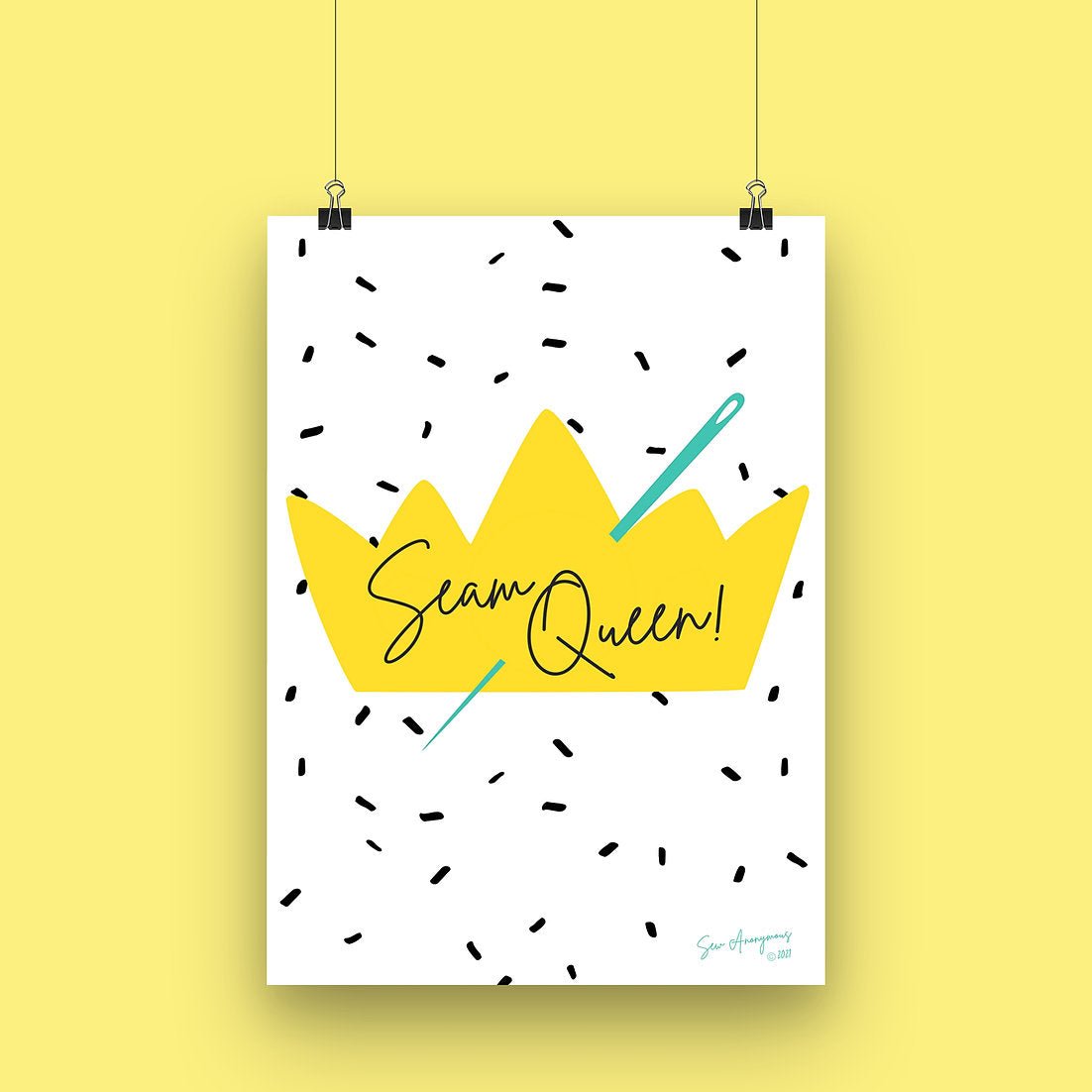 "SEAM QUEEN" Sewing Themed A4 Print - Sew Anonymous - Simplifi Fabric