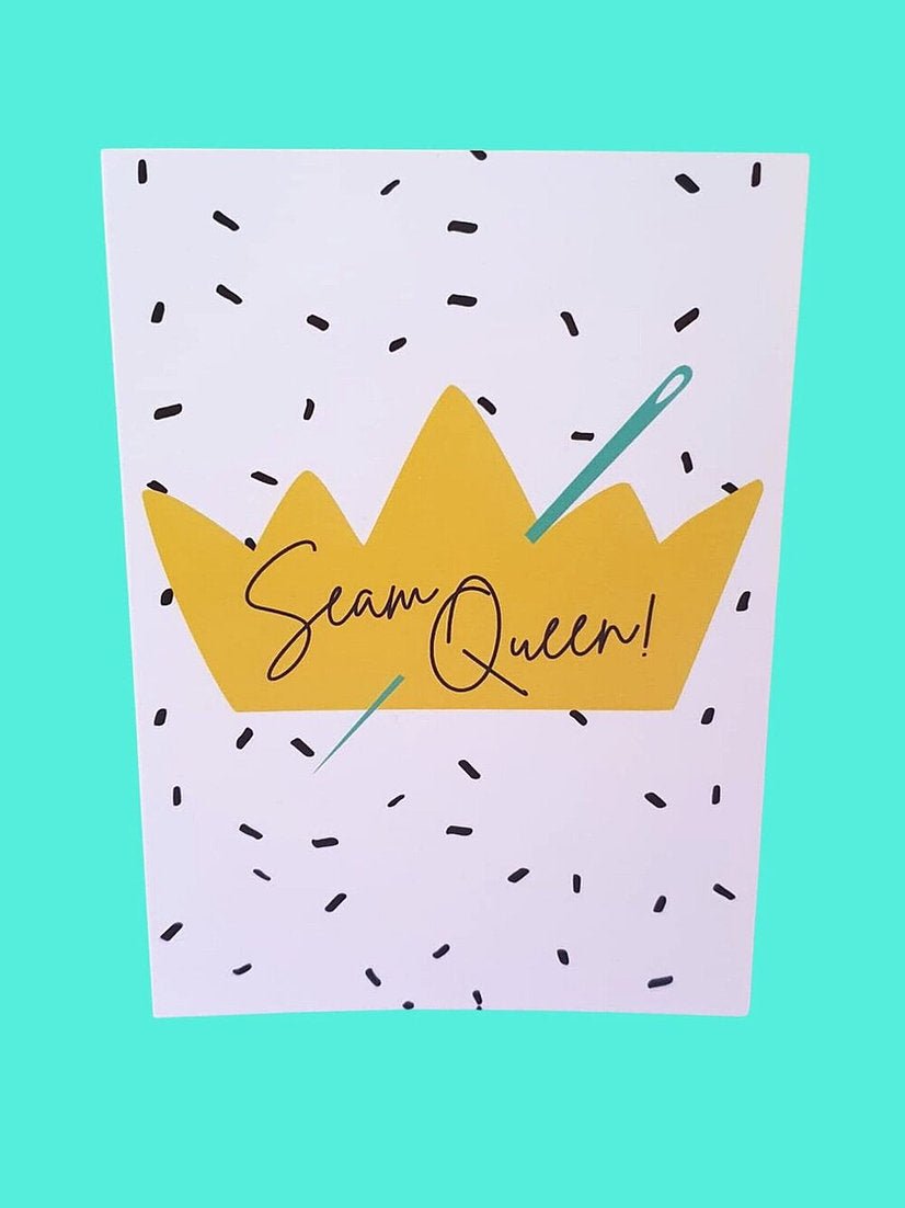 "SEAM QUEEN" Sewing Themed Greeting Card - Sew Anonymous - Simplifi Fabric