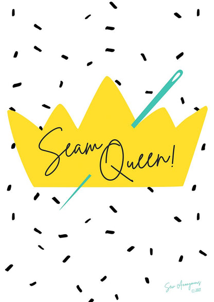 "SEAM QUEEN" Sewing Themed Greeting Card - Sew Anonymous - Simplifi Fabric