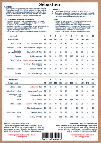 Sebastien Underwear Set & Swimsuit Sewing Pattern - Boy 3/12Y - Ikatee - Simplifi Fabric