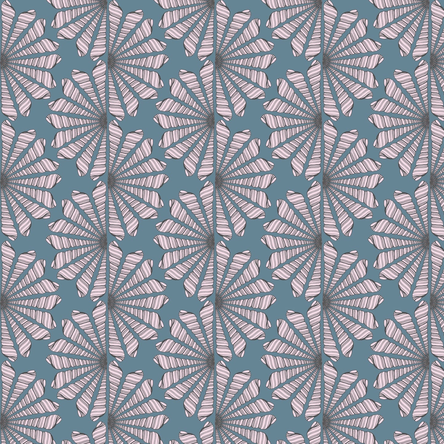 Shell Fan - Blue / Pink - Seashell Serenade - Jayme Murray - Cloud 9 Fabrics - Poplin - Simplifi Fabric