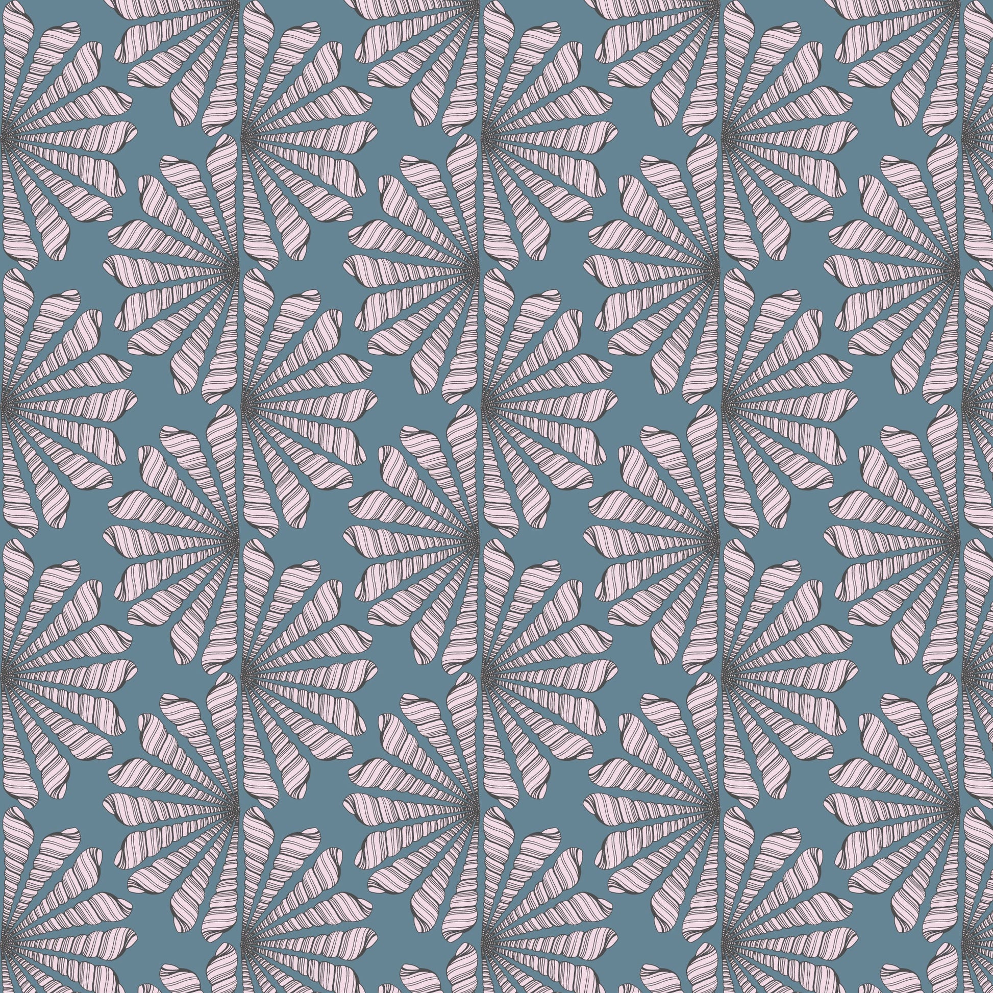 Shell Fan - Blue / Pink - Seashell Serenade - Jayme Murray - Cloud 9 Fabrics - Poplin - Simplifi Fabric