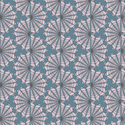 Shell Fan - Blue / Pink - Seashell Serenade - Jayme Murray - Cloud 9 Fabrics - Poplin - Simplifi Fabric