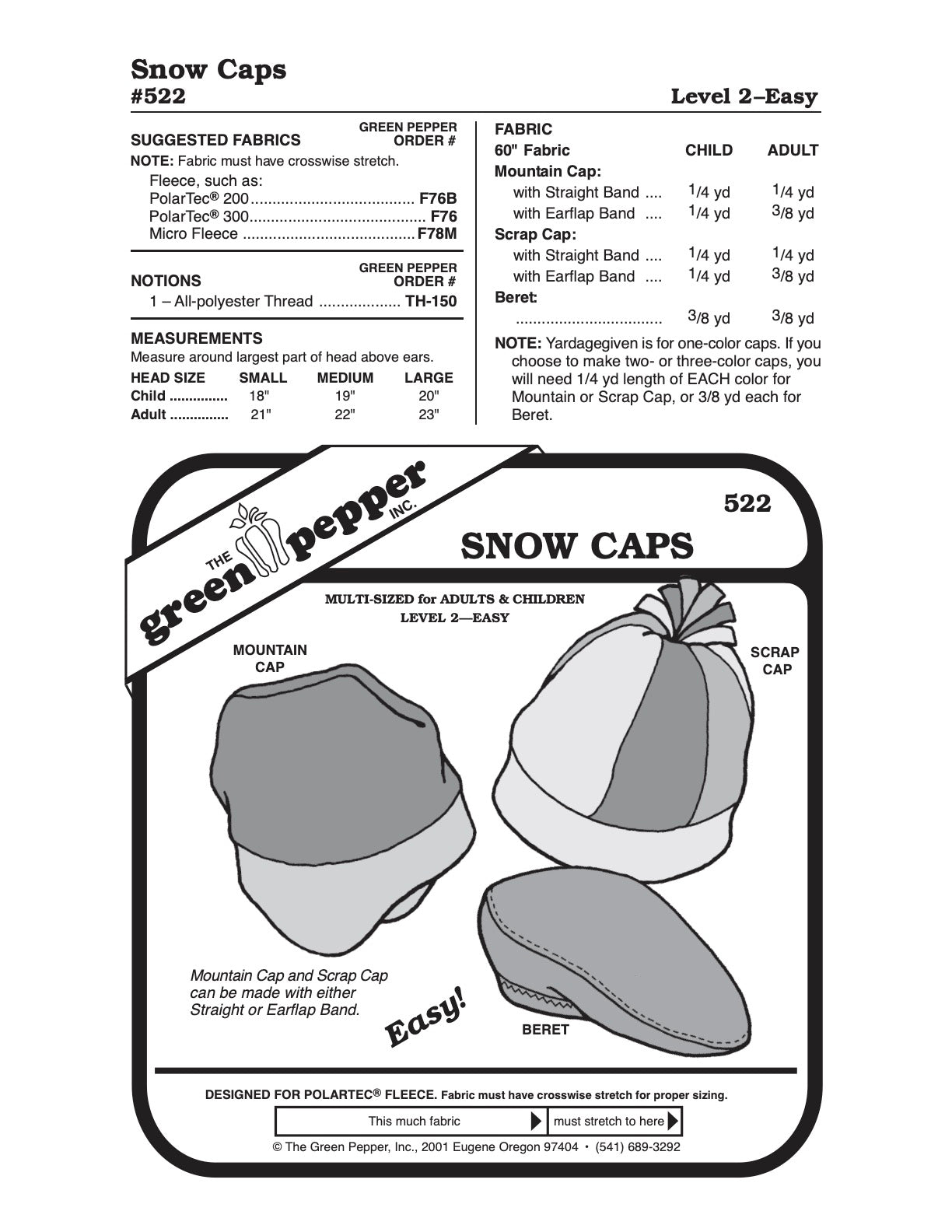 Snow Caps Pattern - 522 - The Green Pepper Patterns - Simplifi Fabric