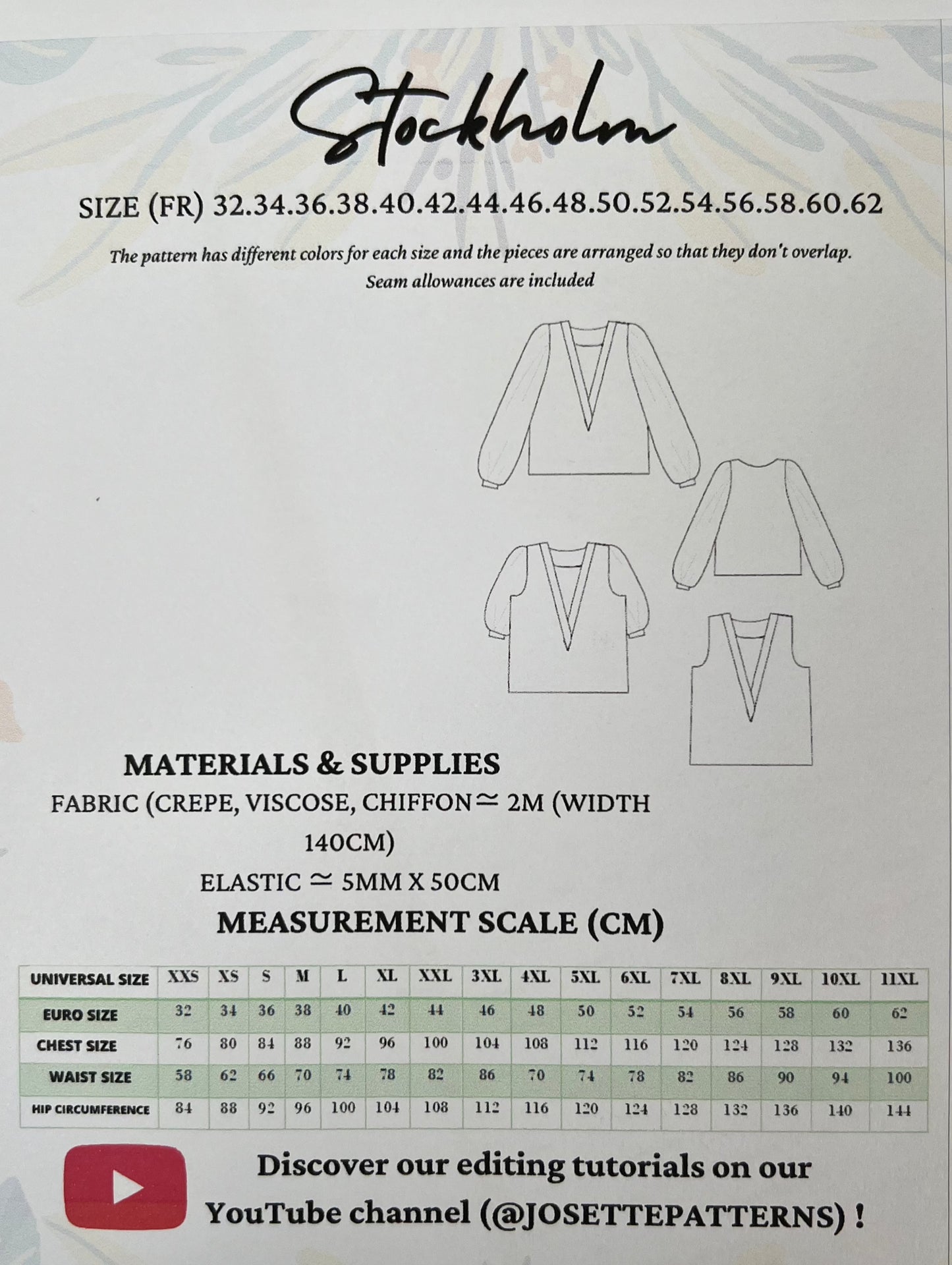 Stockholm - Womens Blouse- Josette Patterns