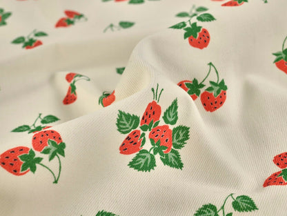 Strawberry Fayre Denim - Cream - Oeko - Tex 100 - Fabric Godmother - Simplifi Fabric