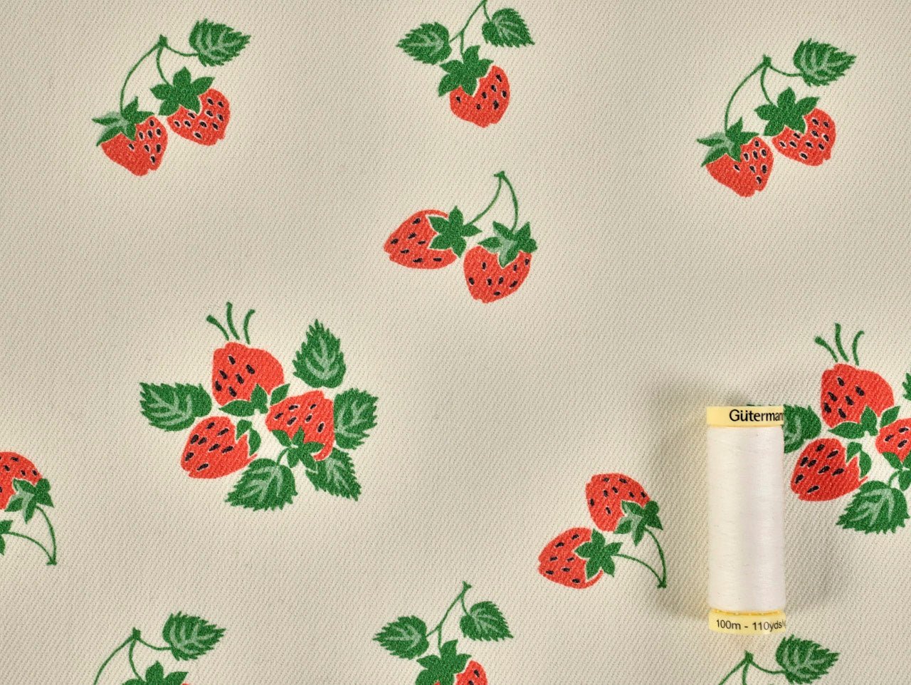 Strawberry Fayre Denim - Cream - Oeko - Tex 100 - Fabric Godmother - Simplifi Fabric