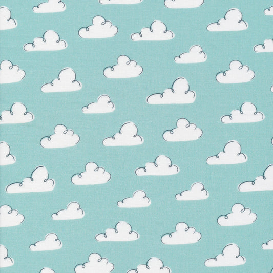 Summer Sky - Teal - Dog Days Of Summer - Krissy Mast - Cloud 9 Fabrics - Poplin - Simplifi Fabric