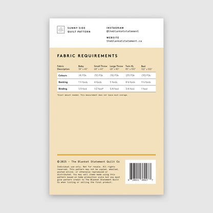 Sunny Side Paper Pattern - The Blanket Statement Quilt Co. - Simplifi Fabric