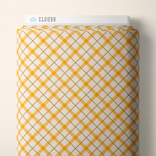 Tartan - Gold - Retro Meadow - Sophie Rowe - Cloud 9 Fabrics - Poplin - Simplifi Fabric
