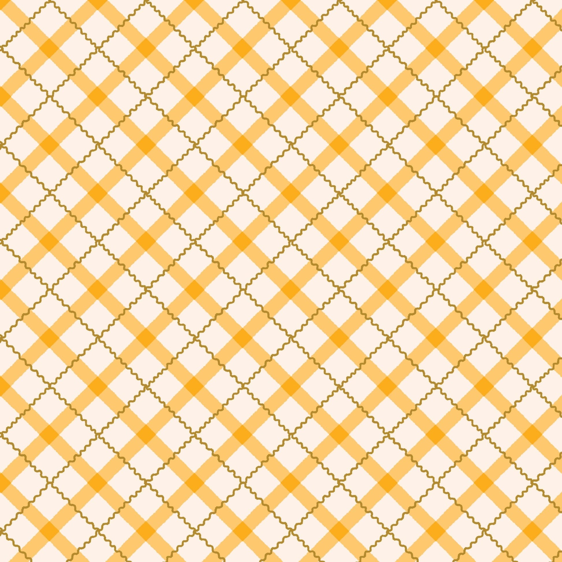 Tartan - Gold - Retro Meadow - Sophie Rowe - Cloud 9 Fabrics - Poplin - Simplifi Fabric
