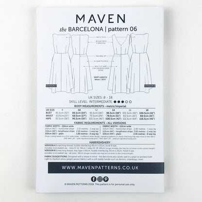 The Barcelona Dress Paper Sewing Pattern - Maven Sewing Patterns - Simplifi Fabric