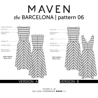 The Barcelona Dress Paper Sewing Pattern - Maven Sewing Patterns - Simplifi Fabric
