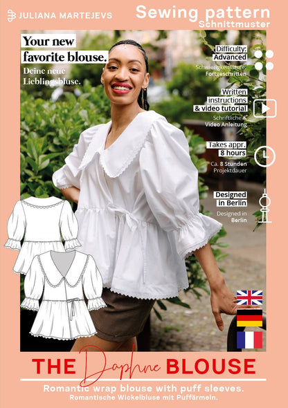 The Daphne Wrap Blouse - Paper Sewing Pattern - Juliana Martejevs - Simplifi Fabric