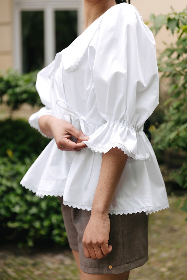 The Daphne Wrap Blouse - Paper Sewing Pattern - Juliana Martejevs - Simplifi Fabric