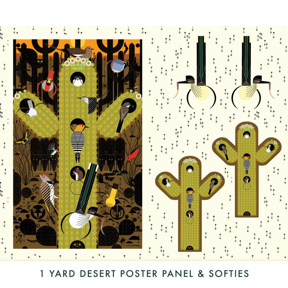 The Desert Poster And Softies Panel - Charley Harper The Desert - Birch Fabrics - Poplin (sold per 34" panel) - Simplifi Fabric