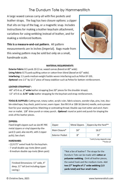 The Dundurn Tote - Paper Pattern - Hammerstitch - Simplifi Fabric