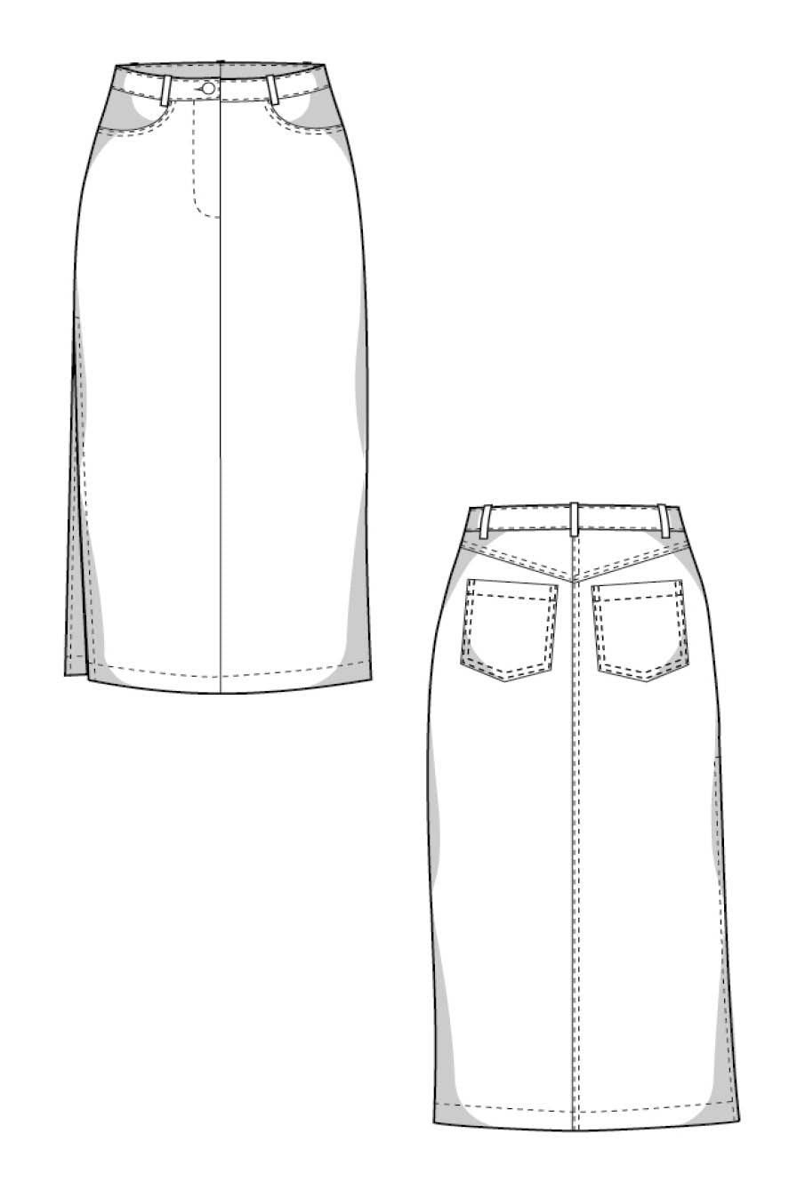 The Frida Denim Skirt - Paper Sewing Pattern - Juliana Martejevs - Simplifi Fabric