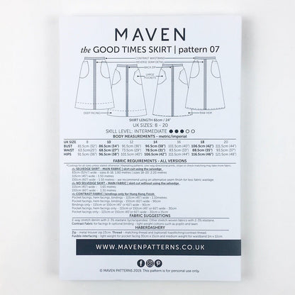 The Good Times Skirt Paper Sewing Pattern - Maven Sewing Patterns - Simplifi Fabric