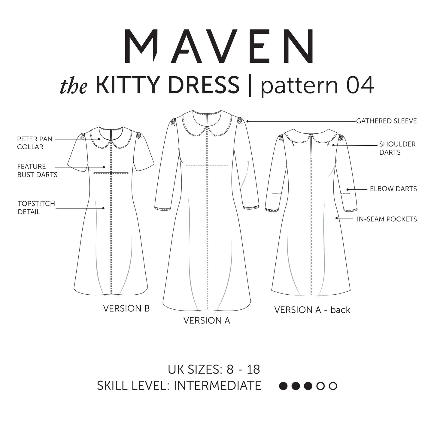 The Kitty Dress Paper Sewing Pattern - Maven Sewing Patterns - Simplifi Fabric