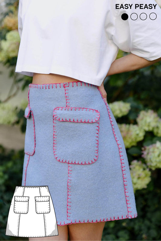 The Lilly Mini Skirt - No Sewing Machine Required - Paper Sewing Pattern - Juliana Martejevs - Simplifi Fabric