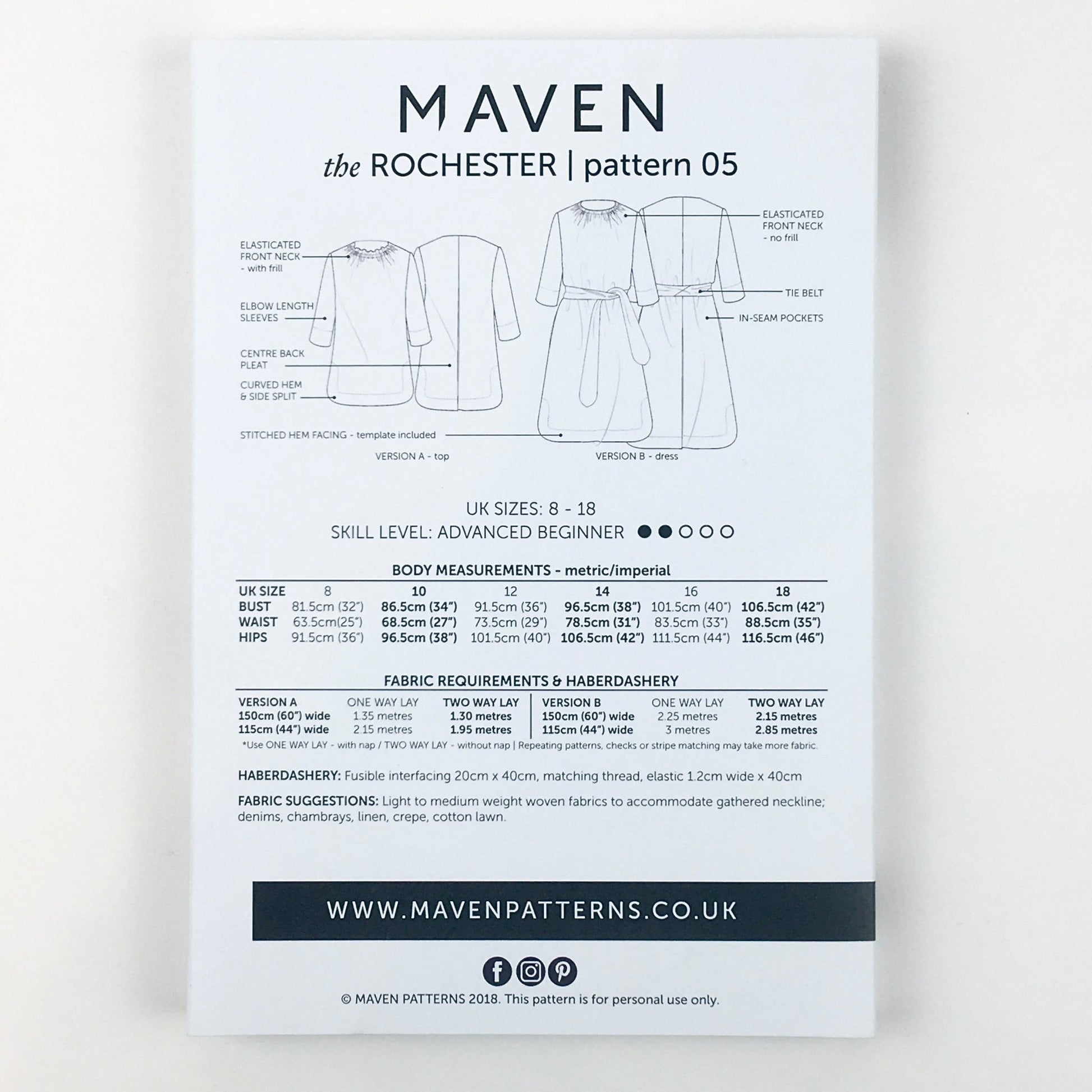 The Rochester Dress & Top Paper Sewing Pattern - Maven Sewing Patterns - Simplifi Fabric