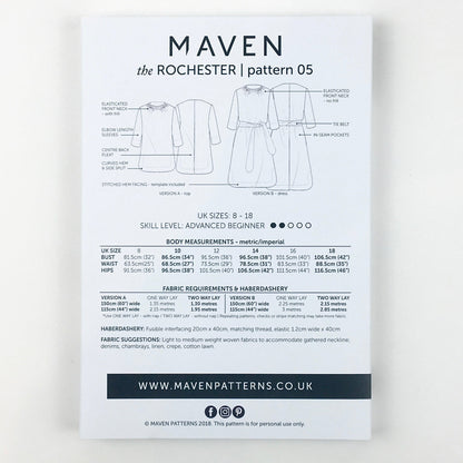 The Rochester Dress & Top Paper Sewing Pattern - Maven Sewing Patterns - Simplifi Fabric