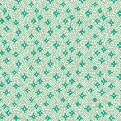Tiles and Stars - Green - Bohemian Paradise - Maria Galybina - Cloud 9 Fabrics - Poplin - Simplifi Fabric