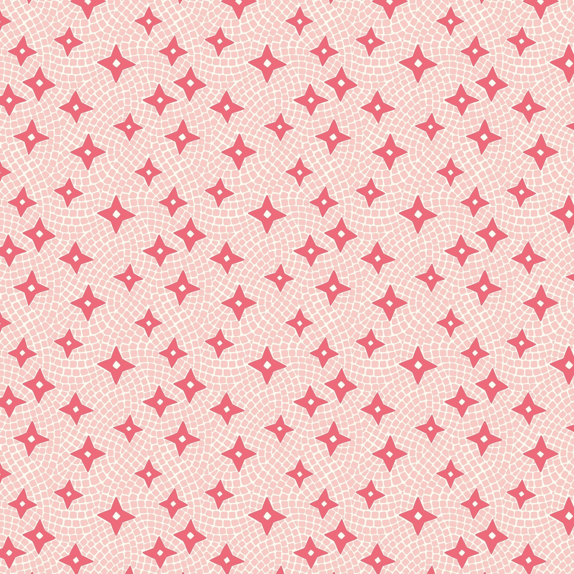 Tiles and Stars - Pink - Bohemian Paradise - Maria Galybina - Cloud 9 Fabrics - Poplin - Simplifi Fabric